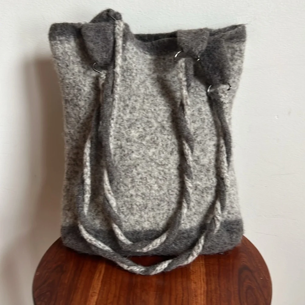 Artisan felted woolen tote with braided straps, one of a kind NWOT